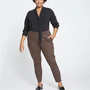 NWT Universal Standard Brown Ponte Pants with Ankle Zippers, Size L (22/24)